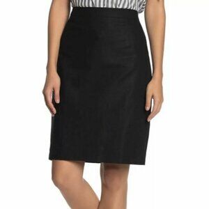 NEW NWT J. CREW Solid Pencil Skirt Black Linen Cotton Knee Length or Midi Work 2